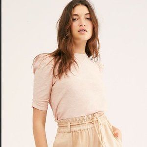 Free People Just a Puff t-shirt in Peach Fuzz, Size XL